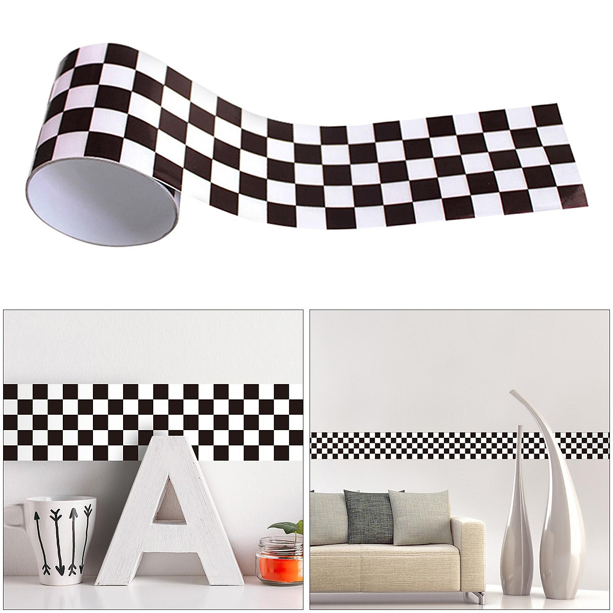 5xBlack White Grid Mosaic Wall Decal Wall Sticker Living Room