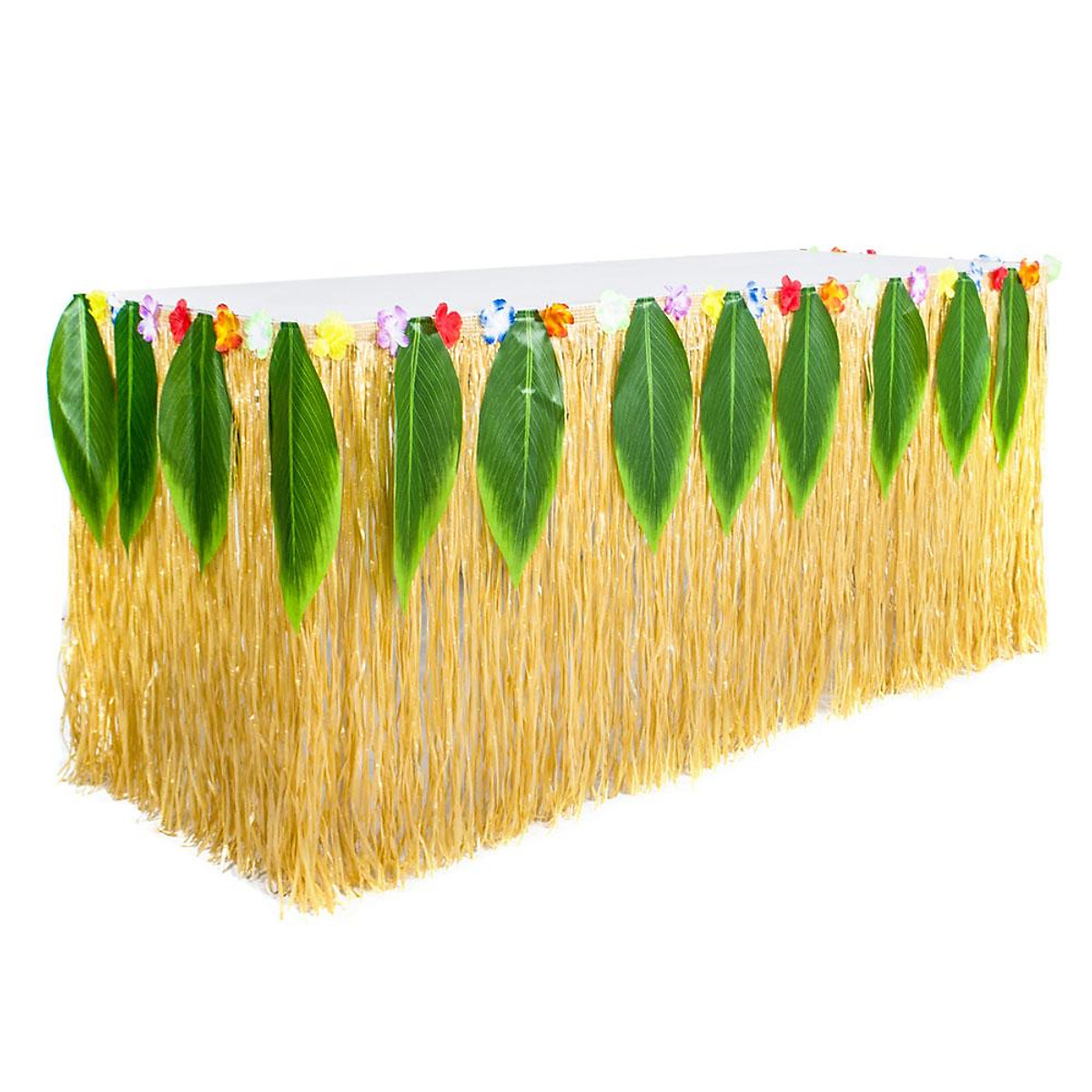 Yellow 2.75X0.75m Amyove Fashion Hawaiian Picnic Leaves Table Skirt for Party Decoration 