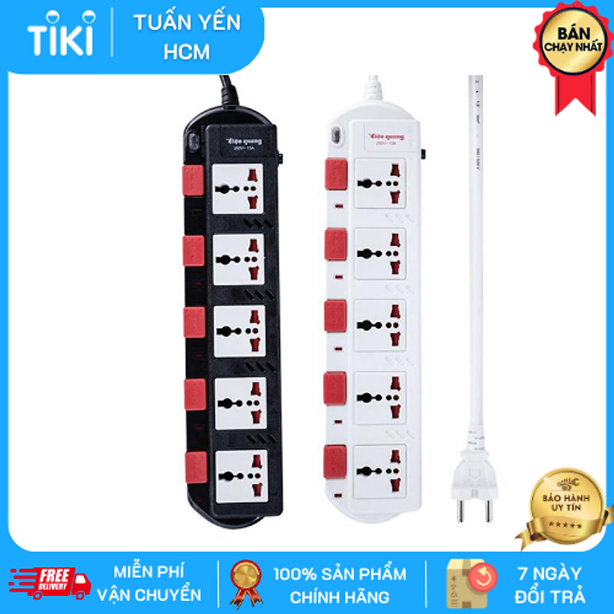 Ổ cắm điện 5 lỗ 2m Điện Quang SM750SL - Hàng Chính Hãng