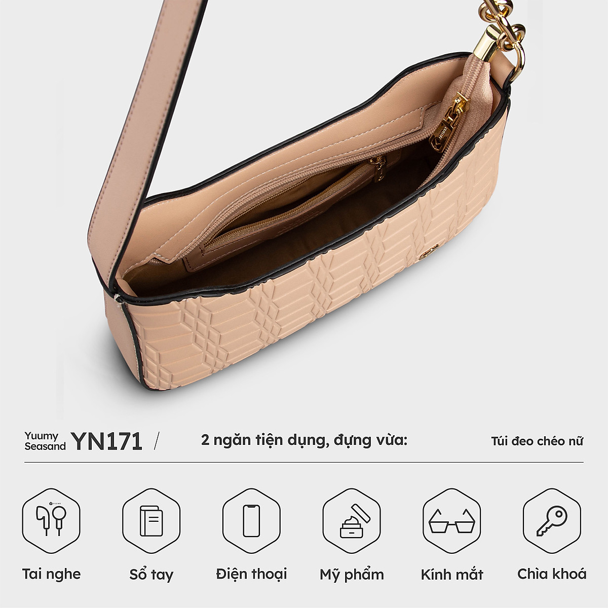 Túi xách nữ kẹp nách cao cấp YUUMY Seasand YN171