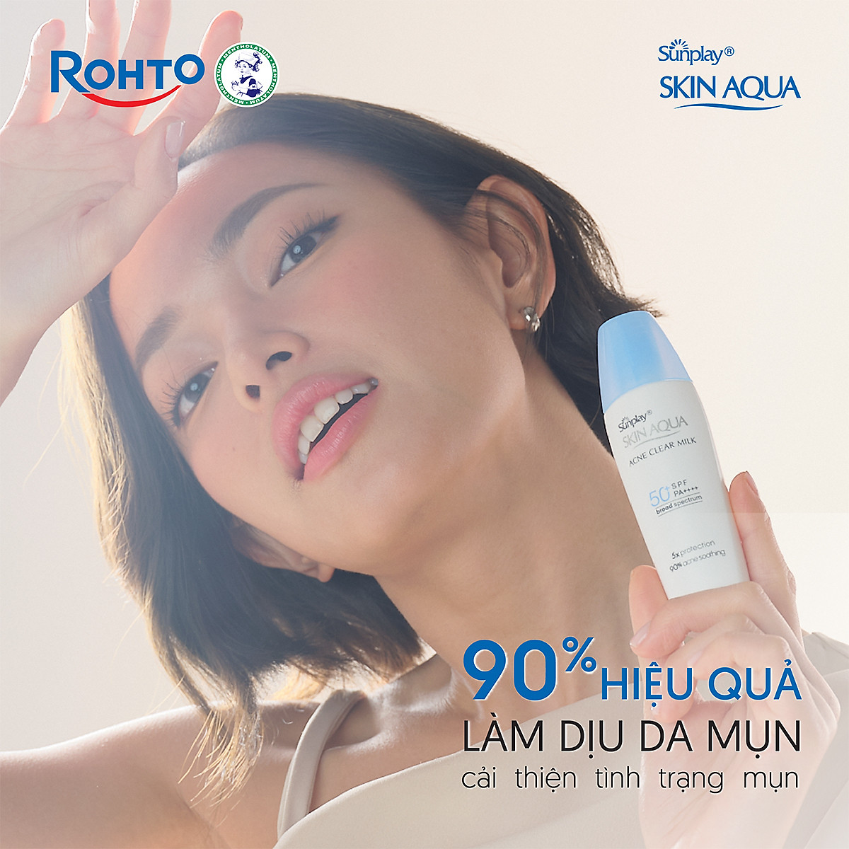Kem chống nắng Skin Aqua cho da mụn, dạng sữa dùng hàng ngày Sunplay Skin Aqua Acne Clear Eco Việt Nam SPF 50, PA++++ 25g
