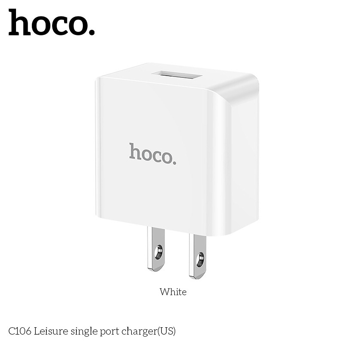 Củ Sạc cho Iphone và Android 1 cổng USB Hoco. C106 sạc nhanh 2.1A-10.5W dòng điện ổn định, an toàn bảo vệ máy - Hàng Chính Hãng