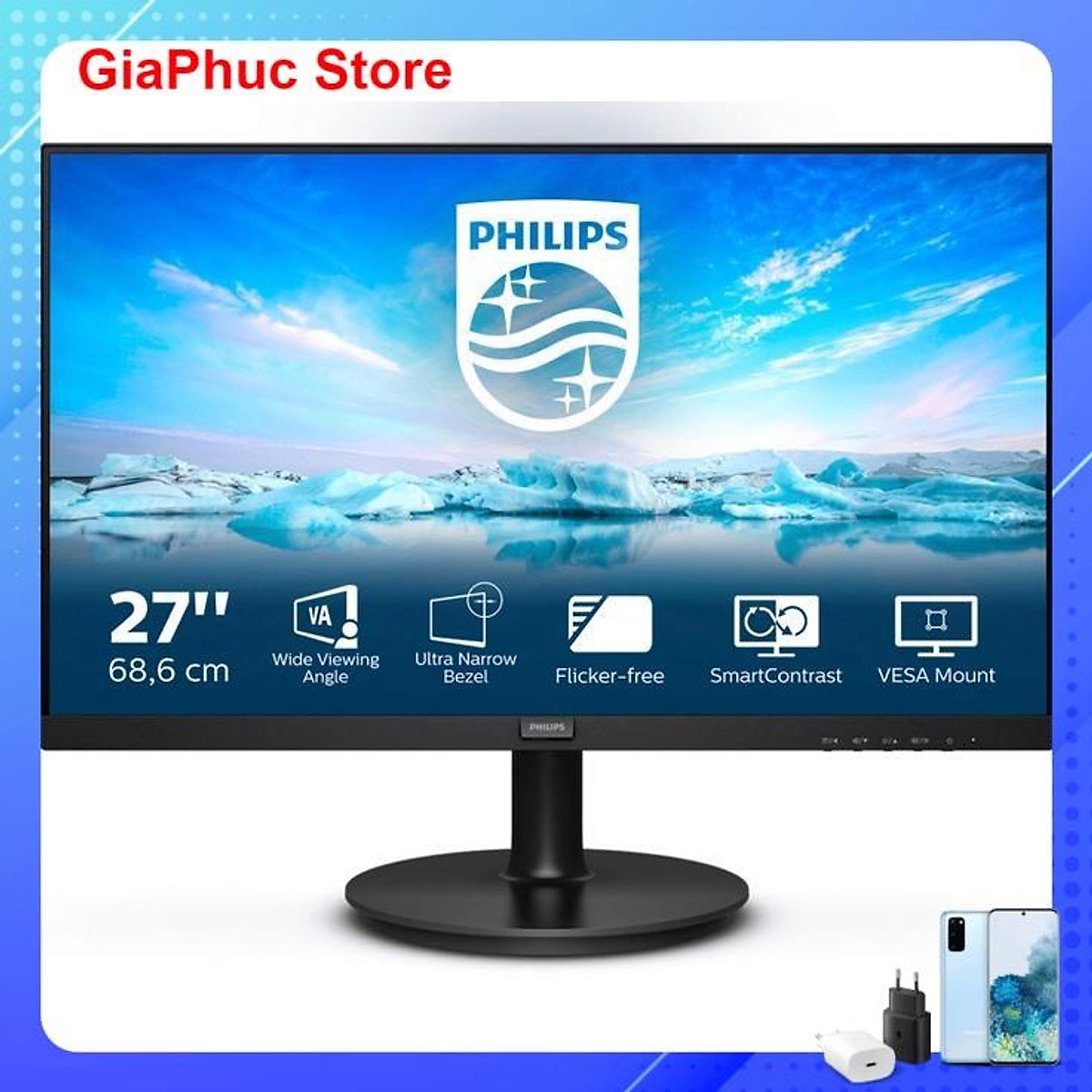 Màn hình LCD PHILIPS 27 inch 271V8LA/74 (FullHD/VA/75Hz/4 ms Có ...