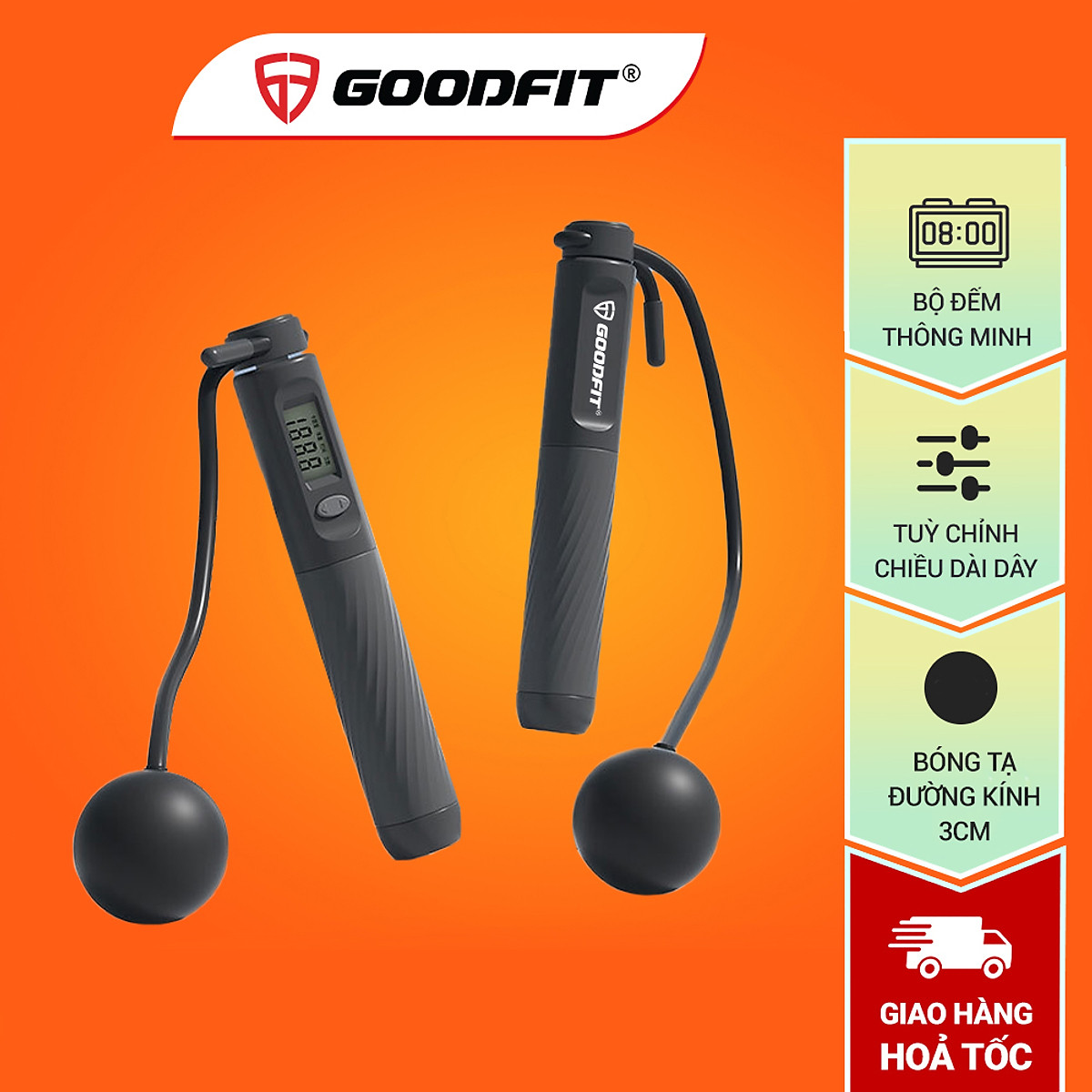 Dây nhảy không dây, dây nhảy thể dục đếm số tự động chính hãng GoodFit GF903JR dây nhảy thể dục tại nhà