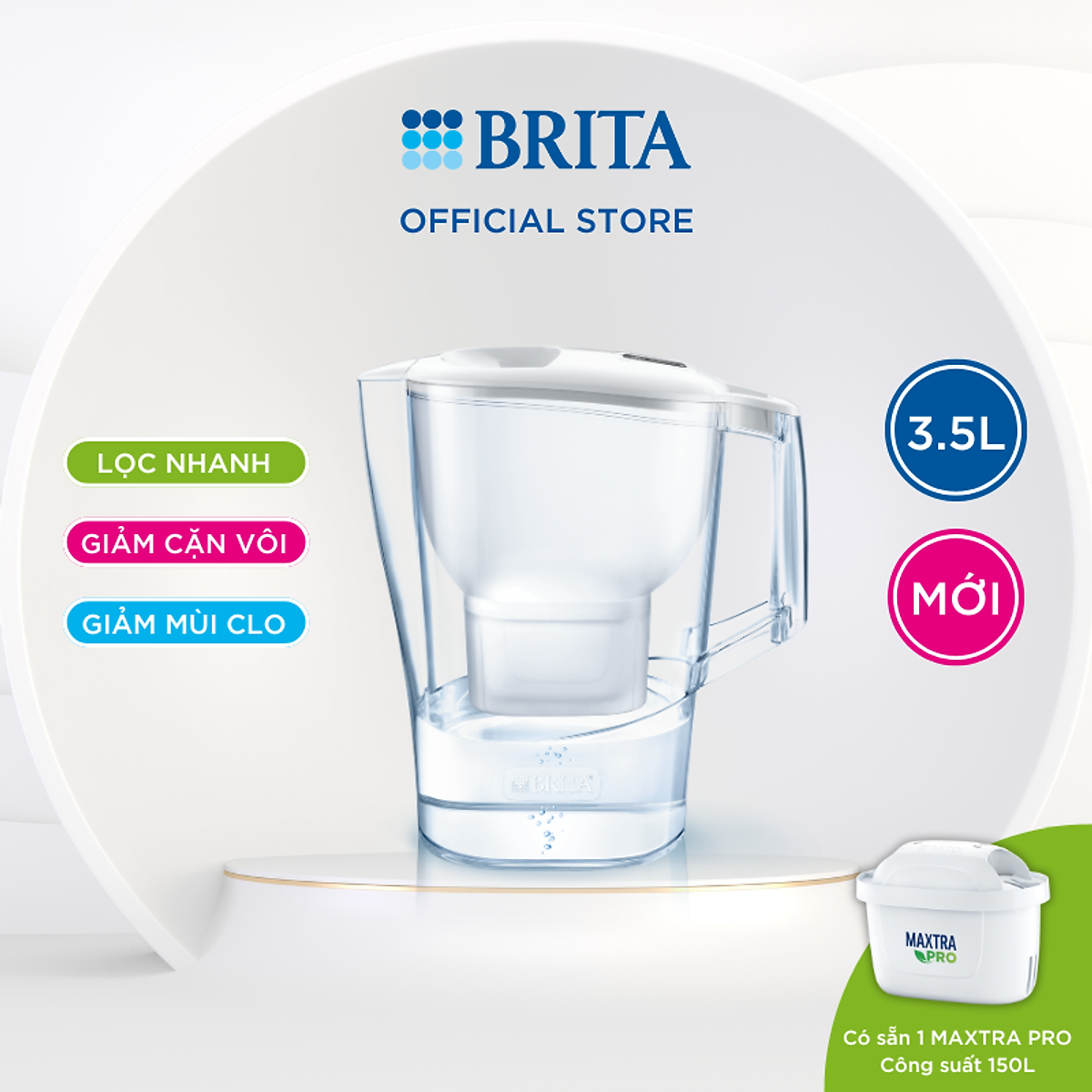 Bình Lọc Nước BRITA Aluna XL White - 3.5L (Kèm Maxtra Pro)