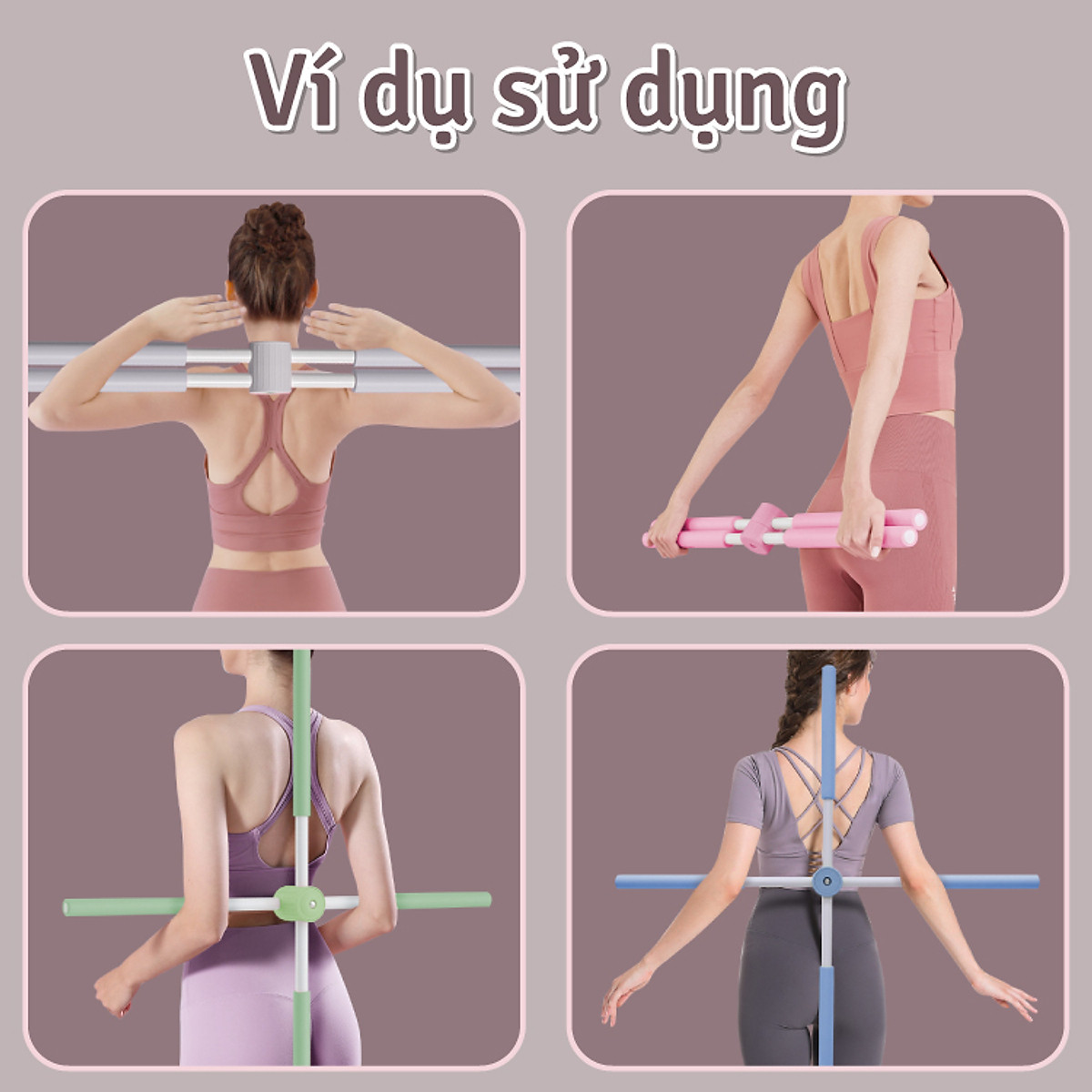 Gậy tập thẳng lưng Blue BG, thanh gậy tập yoga chống gù lưng, mở vai hình chữ thập