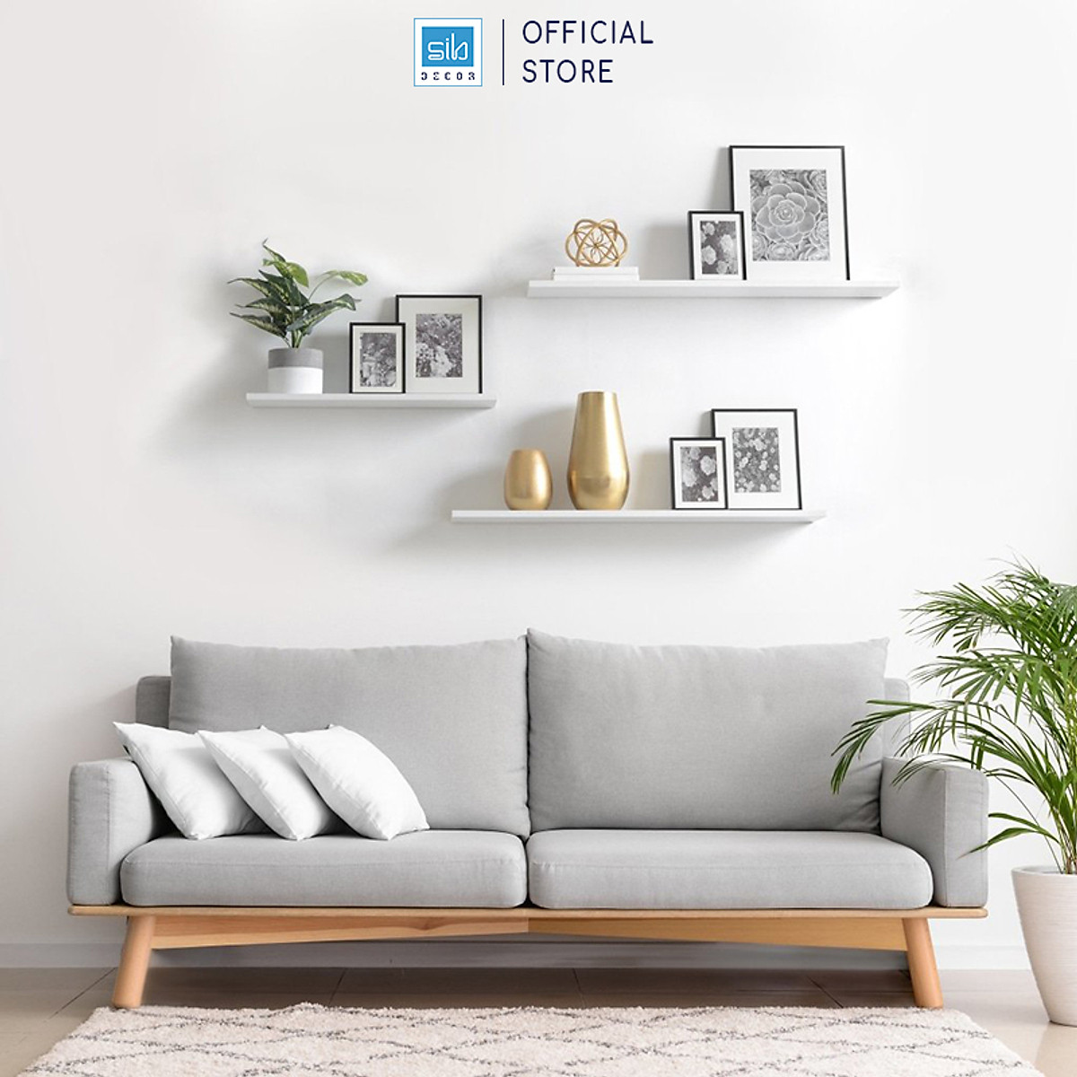 Kệ Ngang Treo Tường Trang Trí Dài 20 cm Đến 80 cm Kết Cấu Giấu Chân SIB Decor KT001
