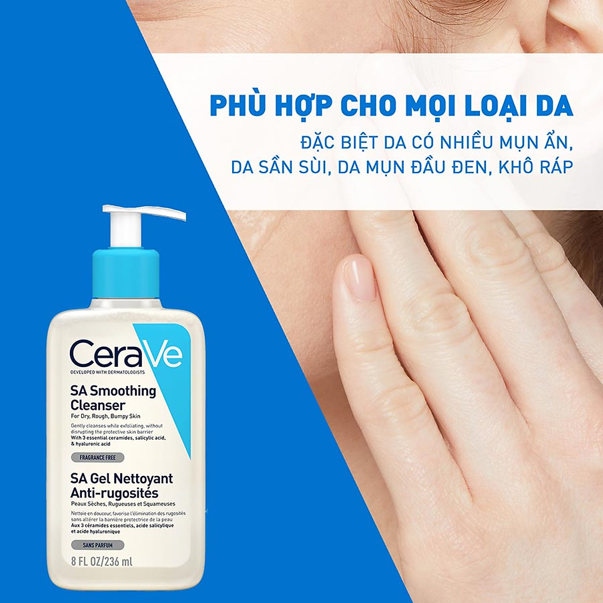 Sữa rửa mặt làm sạch & tẩy tế bào chết dịu nhẹ CeraVe SA Smoothing Cleanser 236ml