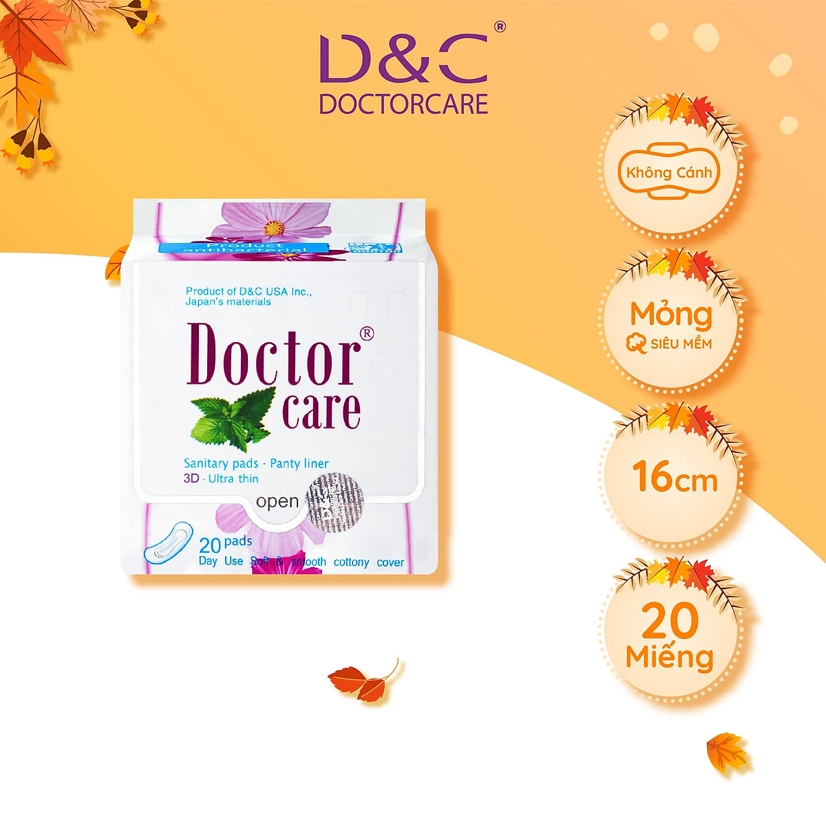 Băng vệ sinh hàng ngày thảo dược Doctor Care 16 cm 1 gói
