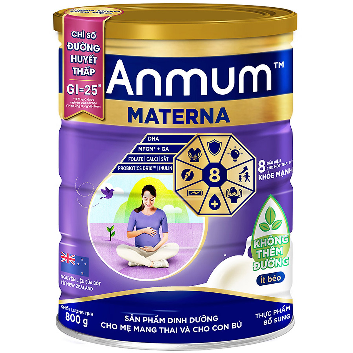 Sữa bột Anmum Materna không thêm đường lon 800g - Tặng chảo Elmich