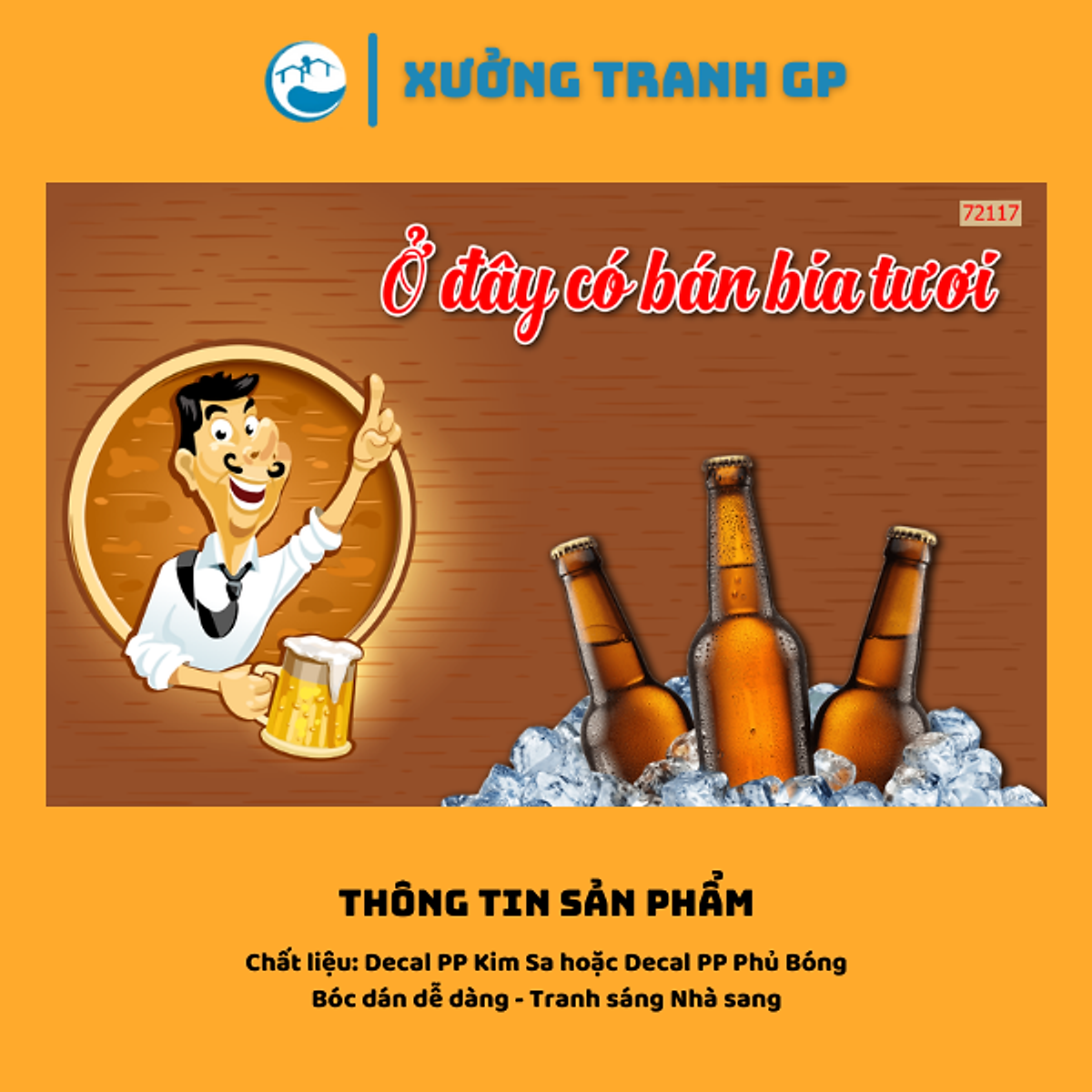 Tranh Dán Tường 3D Gia Phạm Trang Trí Quán Bia Có Sẵn Keo 02