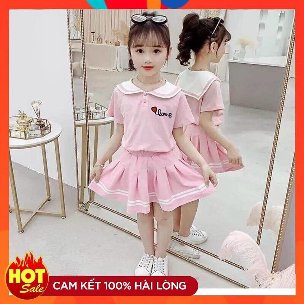 Mua Set Áo Chân Váy Cho Bé Gái Hàng Cao Cấp Size Nhí Từ 7Kg  25Kg  Hồng4  tại THAO CLOTHING