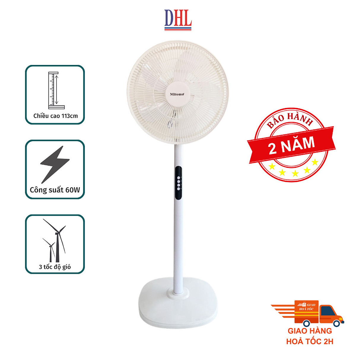 Quạt đứng Mitomo FCE-60HE cao cấp không ồn hàng chính hãng