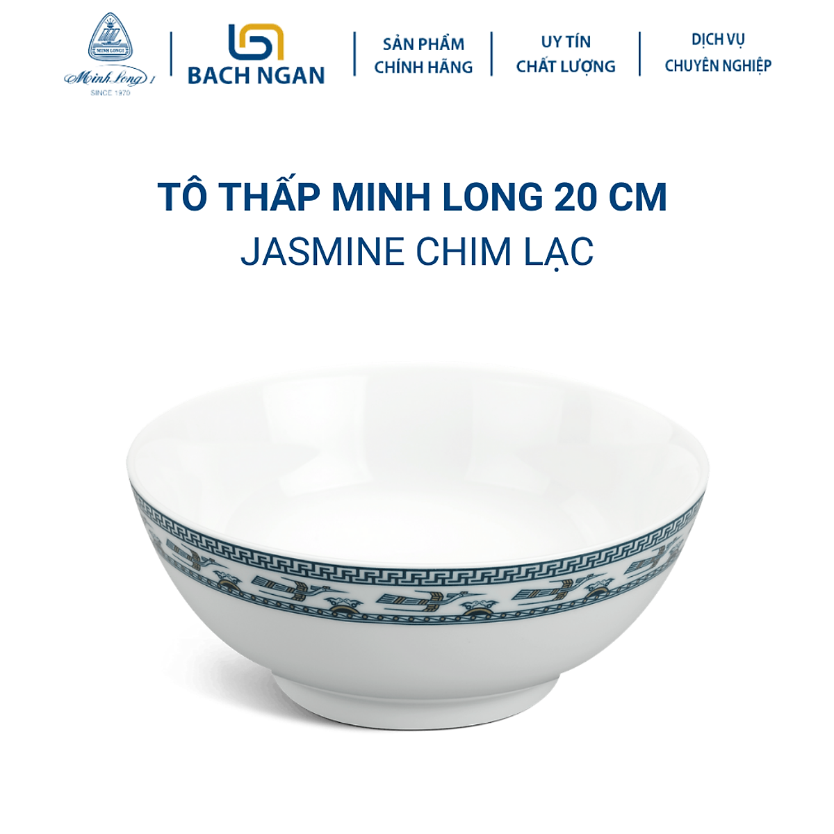 Tô thấp Minh Long 20 cm Jasmine Chim Lạc Bằng sứ, Hàng Đẹp, Cao ...