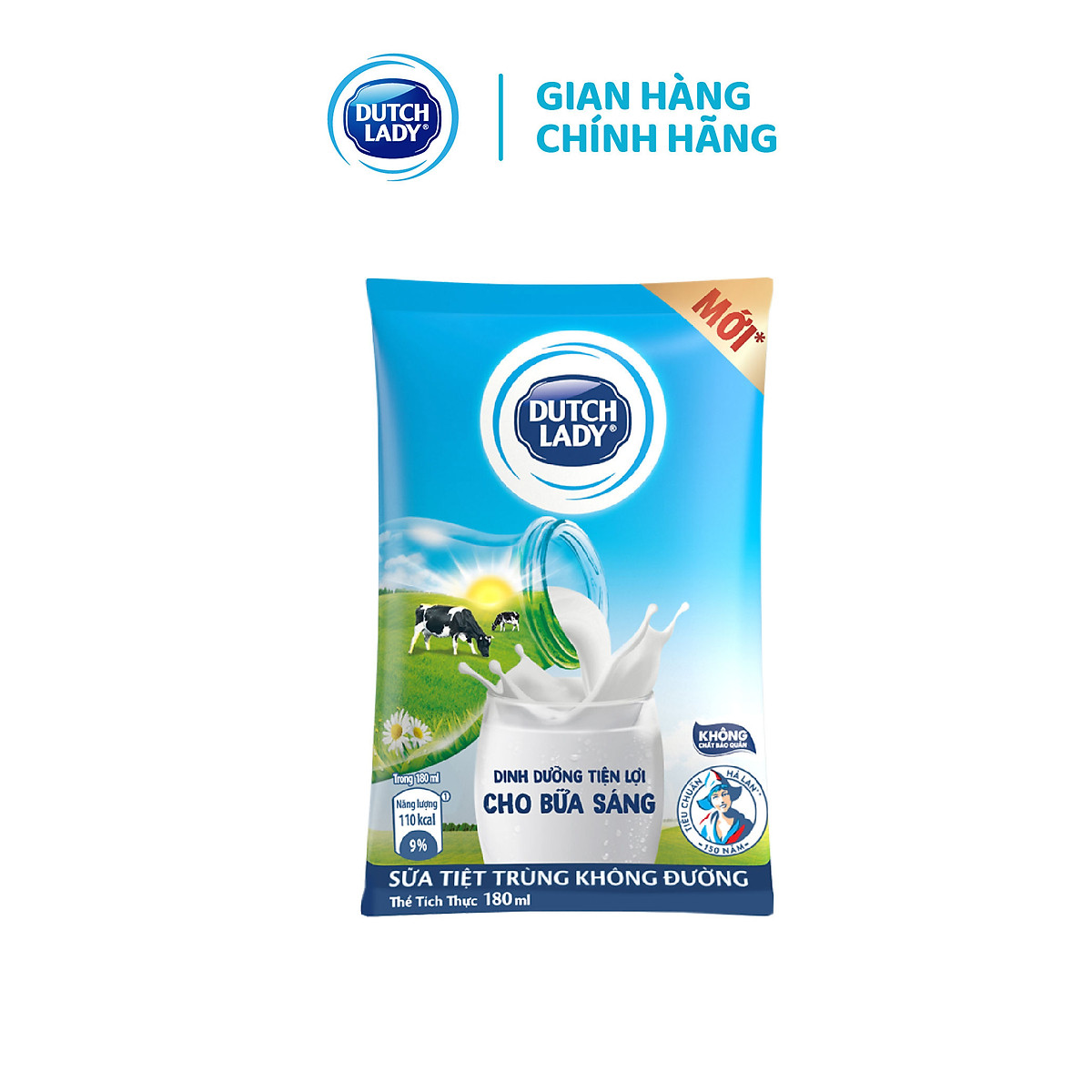 Thùng 48 Bịch Sữa Tiệt Trùng Dutch Lady Cô Gái Hà Lan Không Đường 180ml