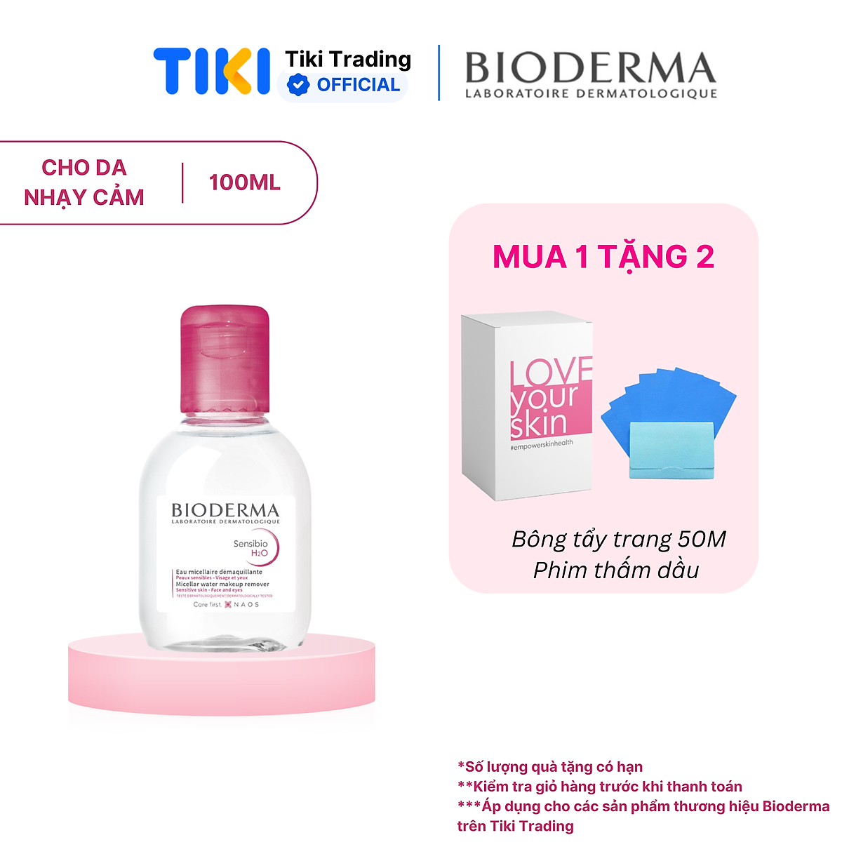 Dung dịch làm sạch và tẩy trang Micellar cho da thường và da nhạy cảm Bioderma Sensibio H2O