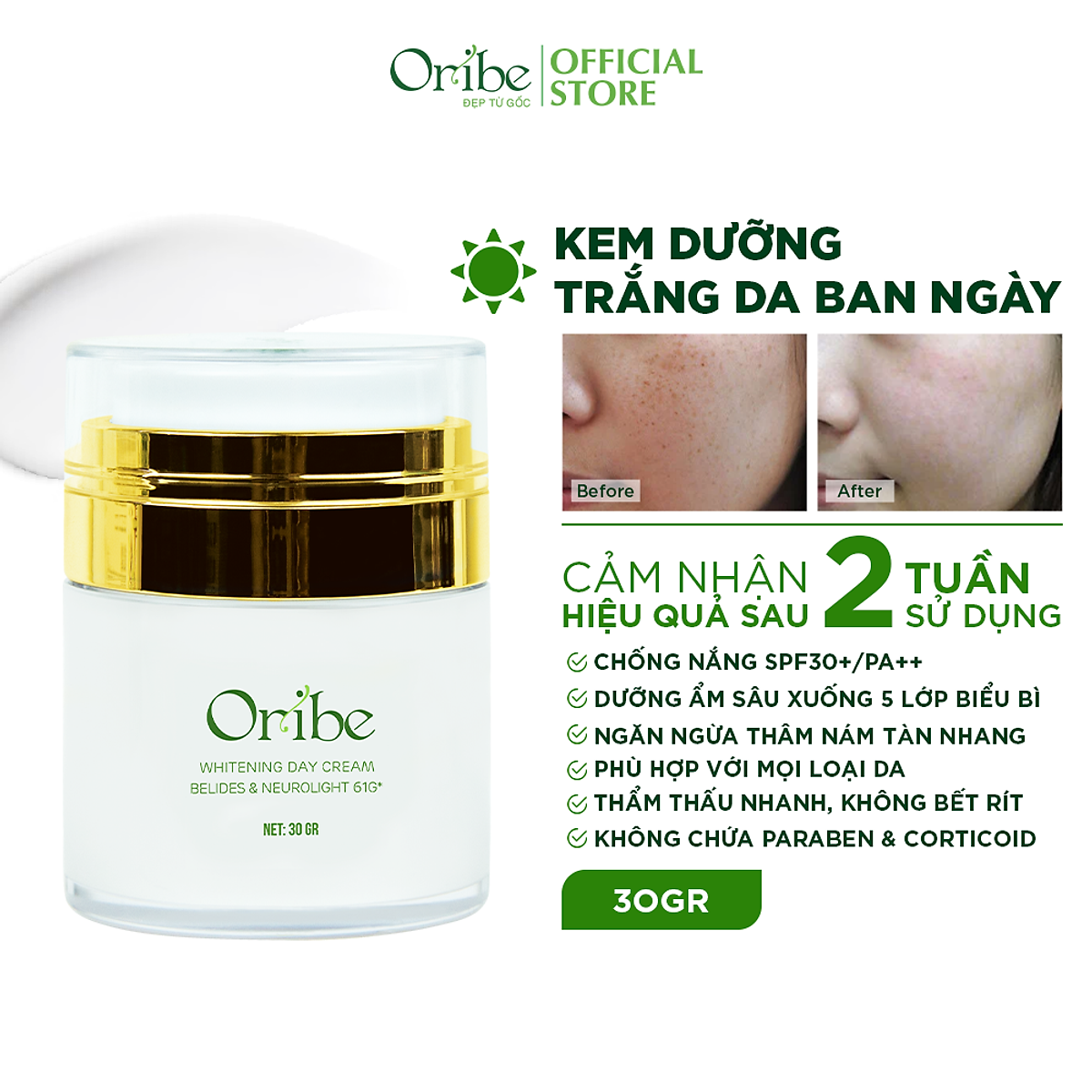 Kem Dưỡng Trắng Da Ban Ngày Oribe Giúp Dưỡng Ẩm Chống Nắng Cho Da 30g
