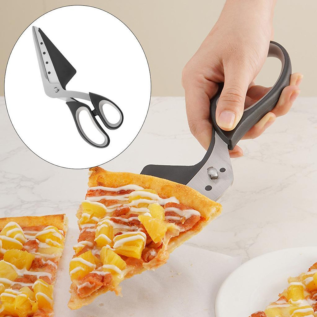3X 2 in 1 Pizza Shovel Scissors Waterproof Removable Board Spatula ...
