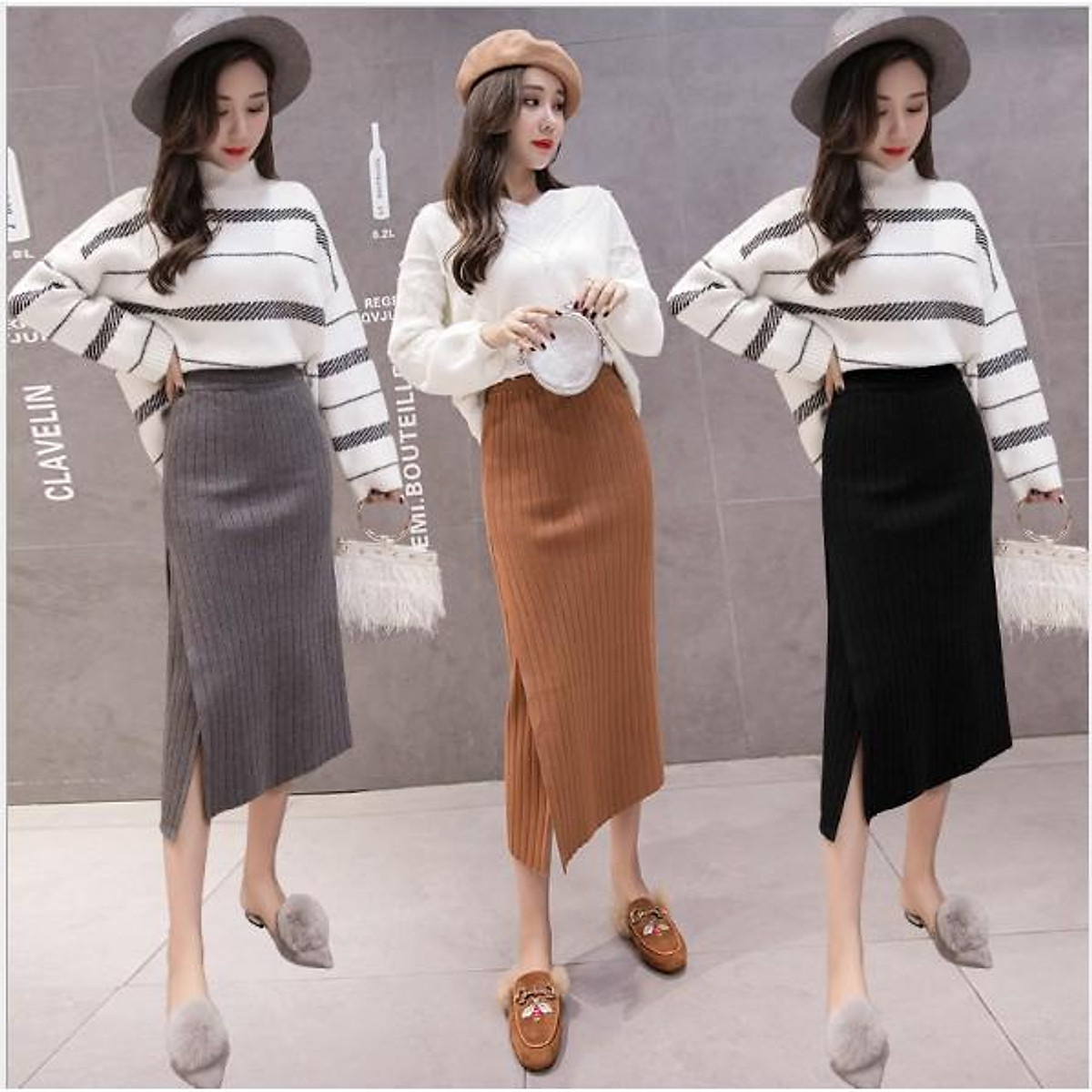 Tip mix đồ với chân váy len ôm cực SANG CHẢNH cho chị em  TH Điện Biên Đông