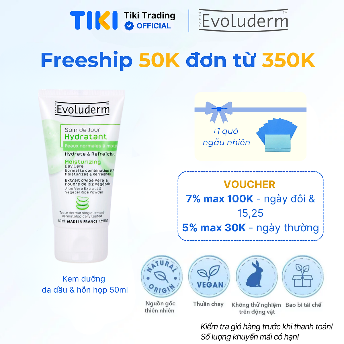 Kem dưỡng ẩm phục hồi và nuôi dưỡng làn da Evoluderm 50ml