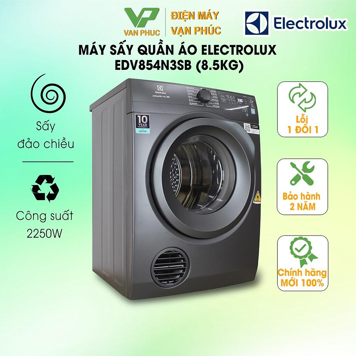 Máy sấy quần áo Electrolux EDV854N3SB ( 8.5kg) - Hàng Chính hãng bảo hành 24 tháng