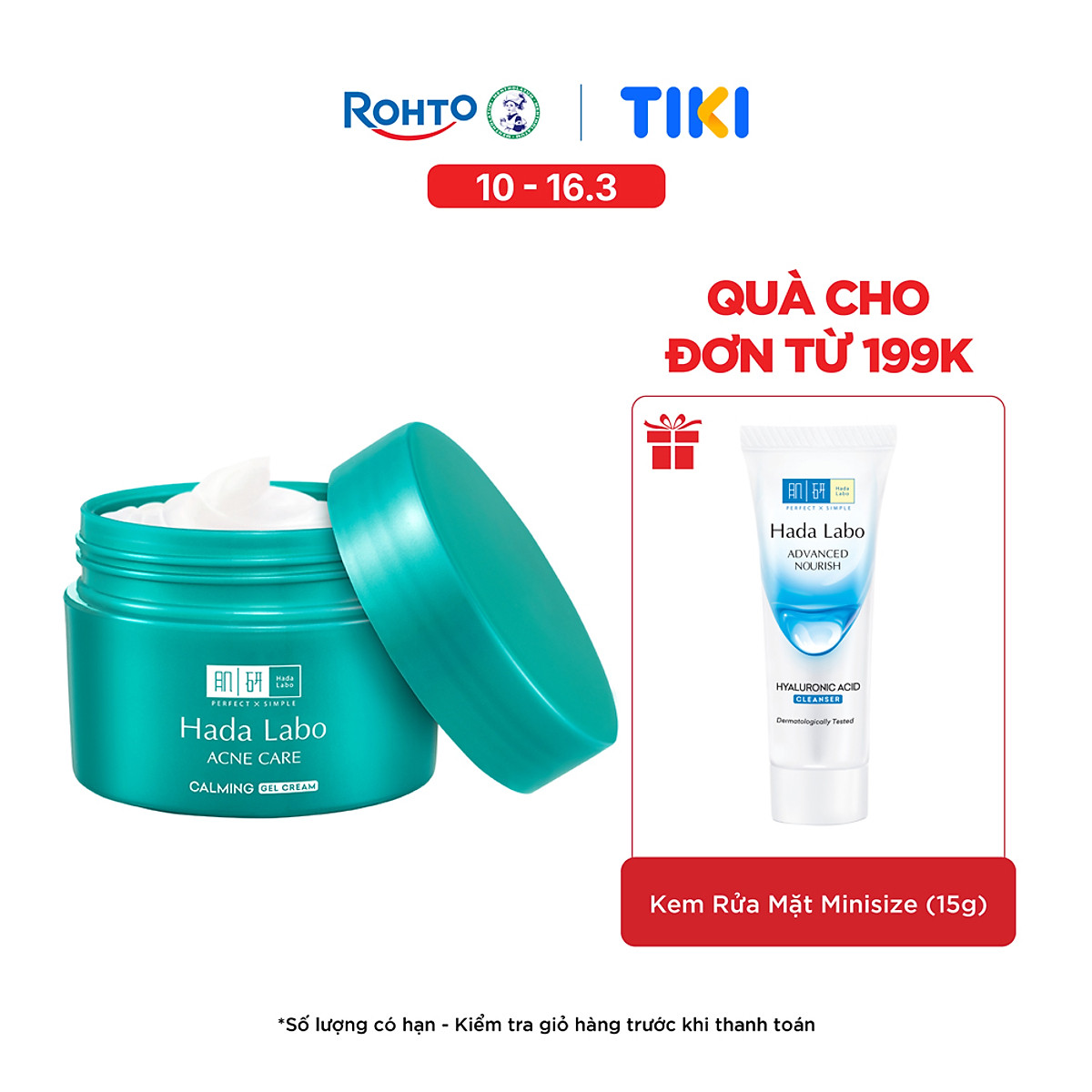 Kem dưỡng ẩm cho da mụn, nhạy cảm Hada Labo dạng gel Acne Care Calming Gel Cream 50g