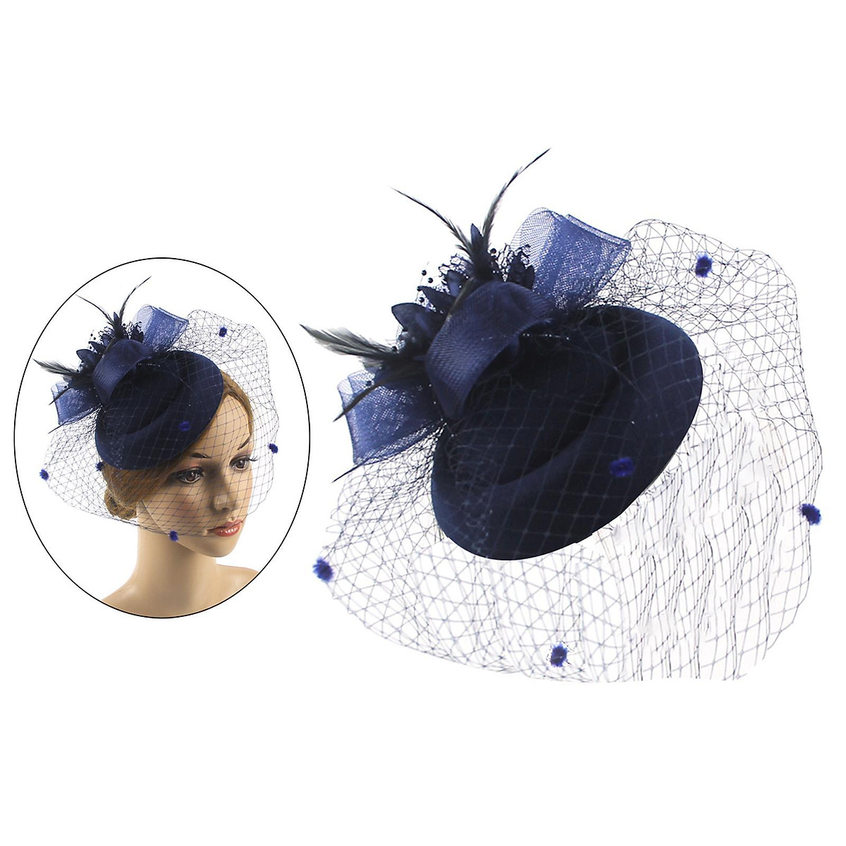 Fascinator Hat Vintage Style Wedding Bridal Derby Hat with Hair Clip - Phụ kiện thời trang khác Fascinator Hat Vintage Style Wedding Bridal Derby Hat with Hair Clip - Phụ kiện thời trang khác