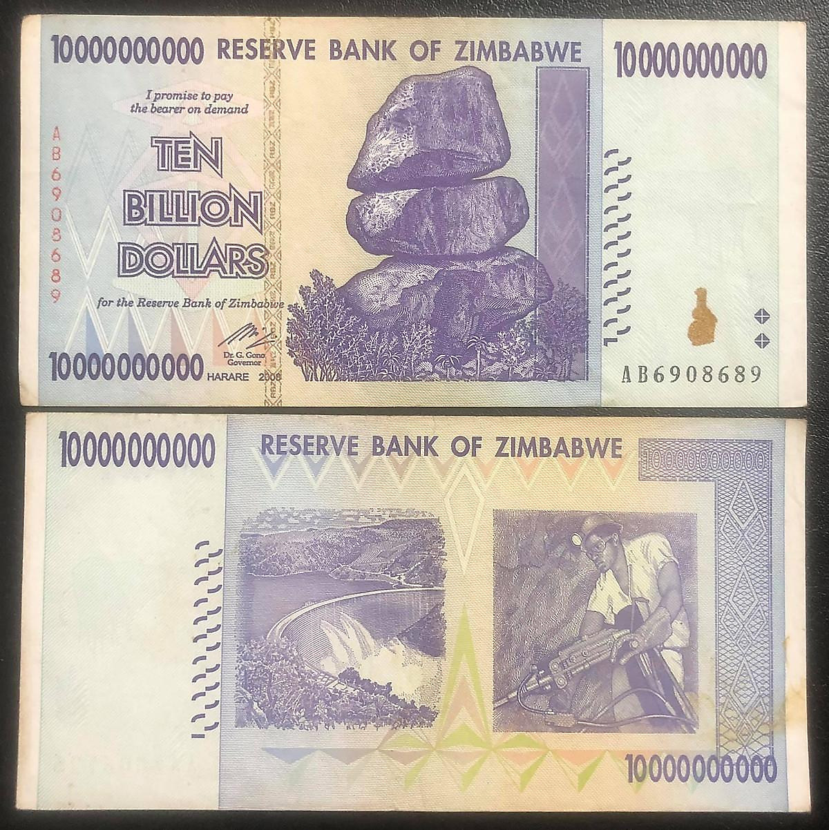 Tờ 10 tỷ dollars Zimbabwe, tiền của quốc gia lạm phát nhất thế giới [Sưu Tầm Tiền Xưa]
