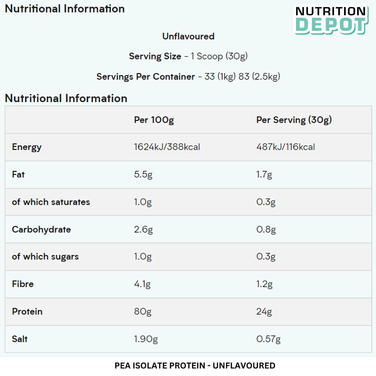 Sữa bổ sung đạm dành cho người ăn chay từ đậu hà lan Pea Protein Isolate Myprotein không mùi 2.5kg - NUTRITIONDEPOT