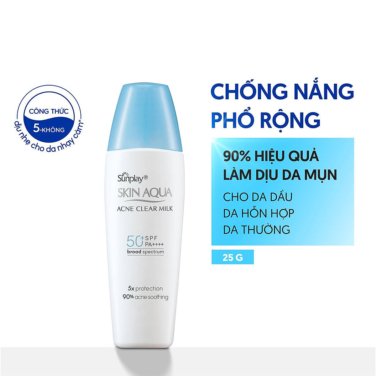 Kem chống nắng Skin Aqua cho da mụn, dạng sữa dùng hàng ngày Sunplay Skin Aqua Acne Clear Eco Việt Nam SPF 50, PA++++ 25g