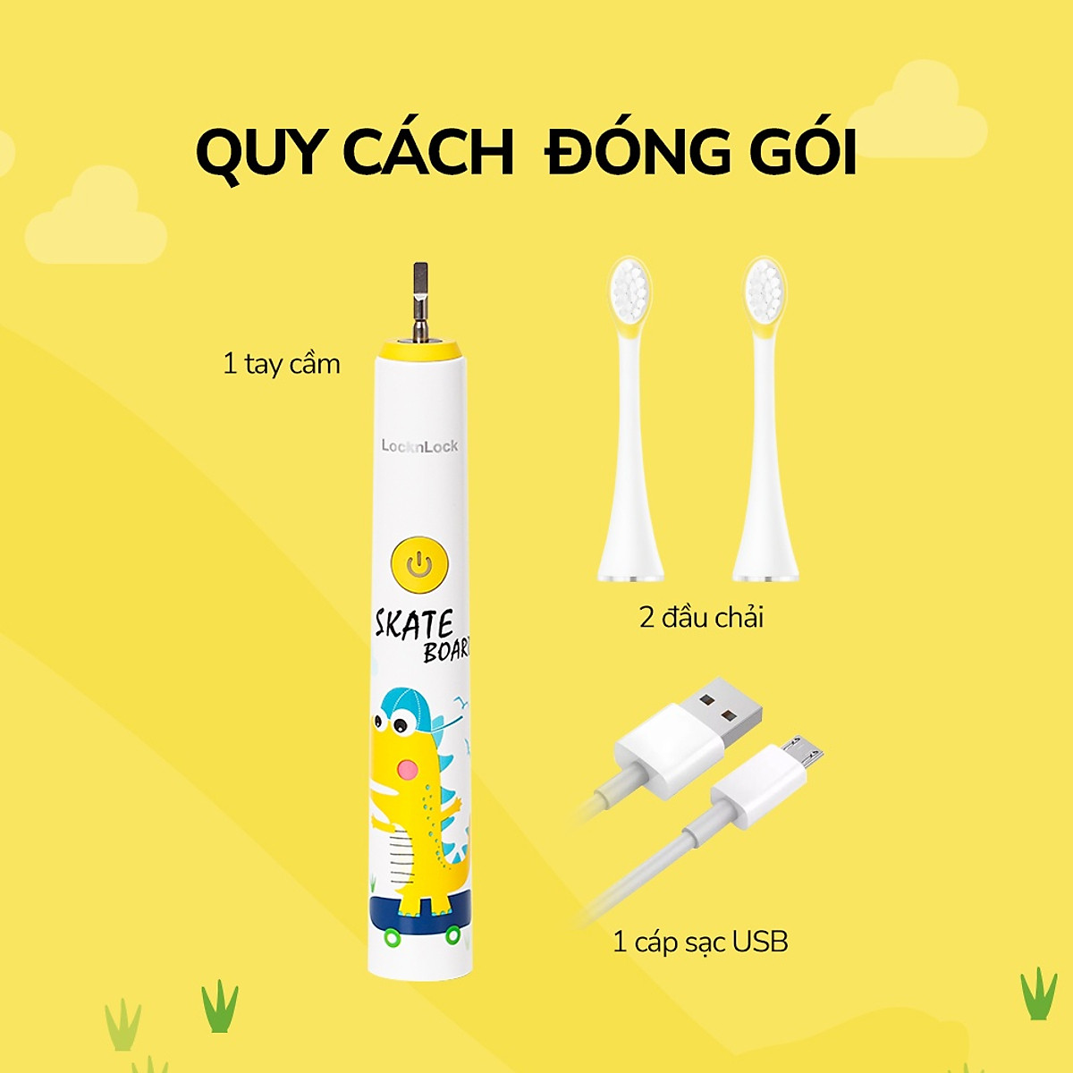 Bàn chải đánh răng điện cho bé LocknLock ENR226WHT-5V, 1.5W - Màu trắng