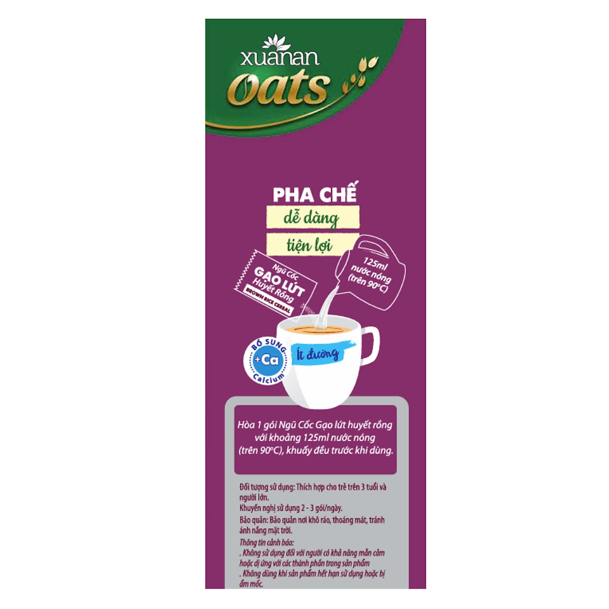 Ngũ Cốc Gạo Lứt Huyết Rồng Xuân An [ít đường] Túi 400G {25g*16 gói}(Tặng Kèm 1 Túi Yến Mạch 150G)
