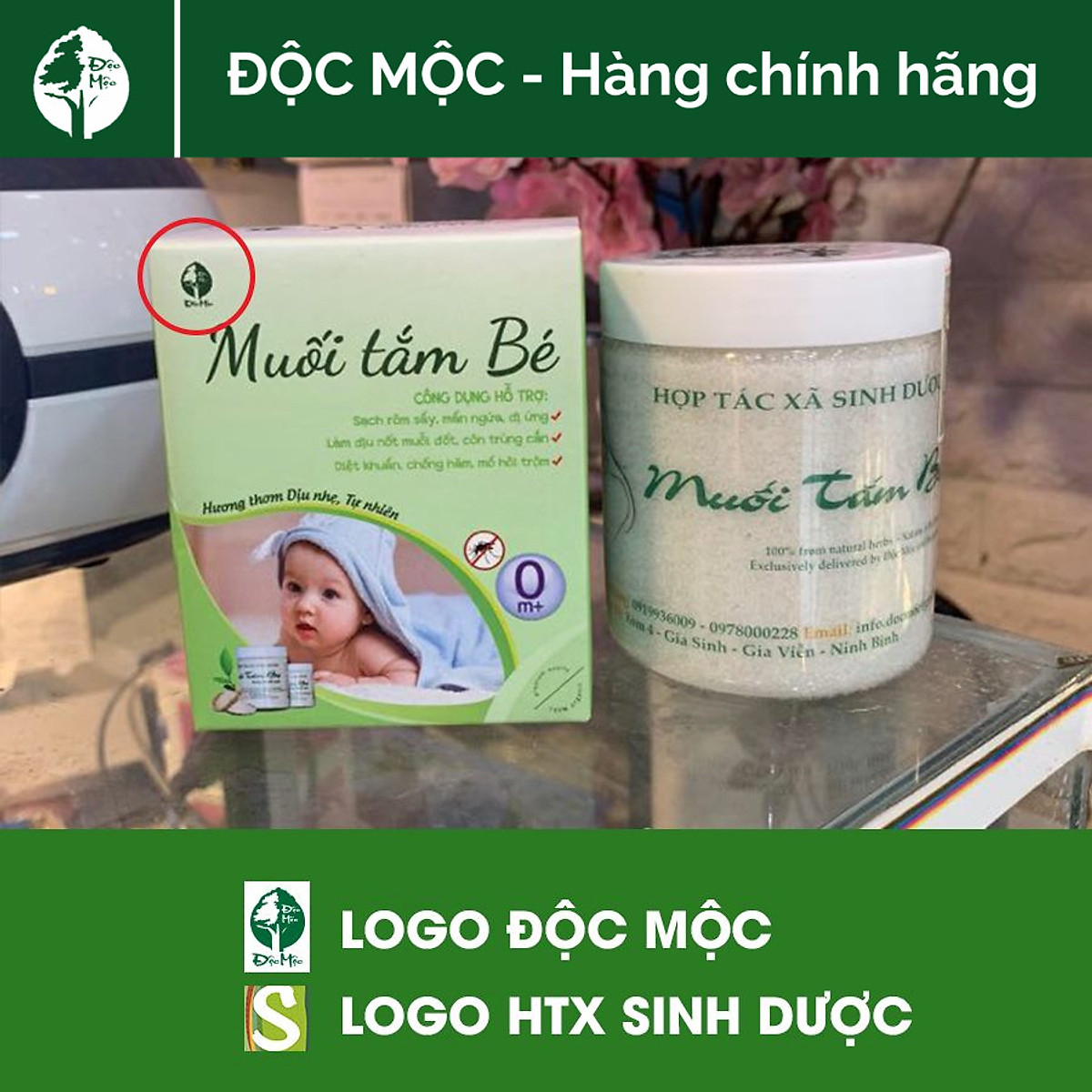 Combo 2 Hộp Muối Tắm Bé Độc Mộc, Muối Tắm Chứa Kháng Sinh Tự Nhiên Hộp 400gr
