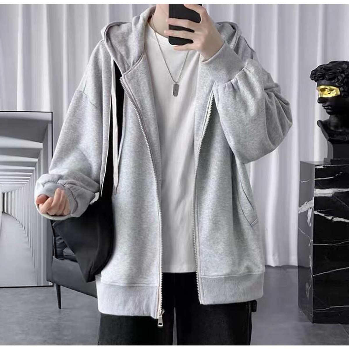 Mua ÁO KHOÁC HOODIE NAM TRƠN VẢI NỈ ĐỦ MÀU ĐƠN GIẢN DỄ PHỐI ĐỒ - XAM - S tại ThoitrangUnisexTP