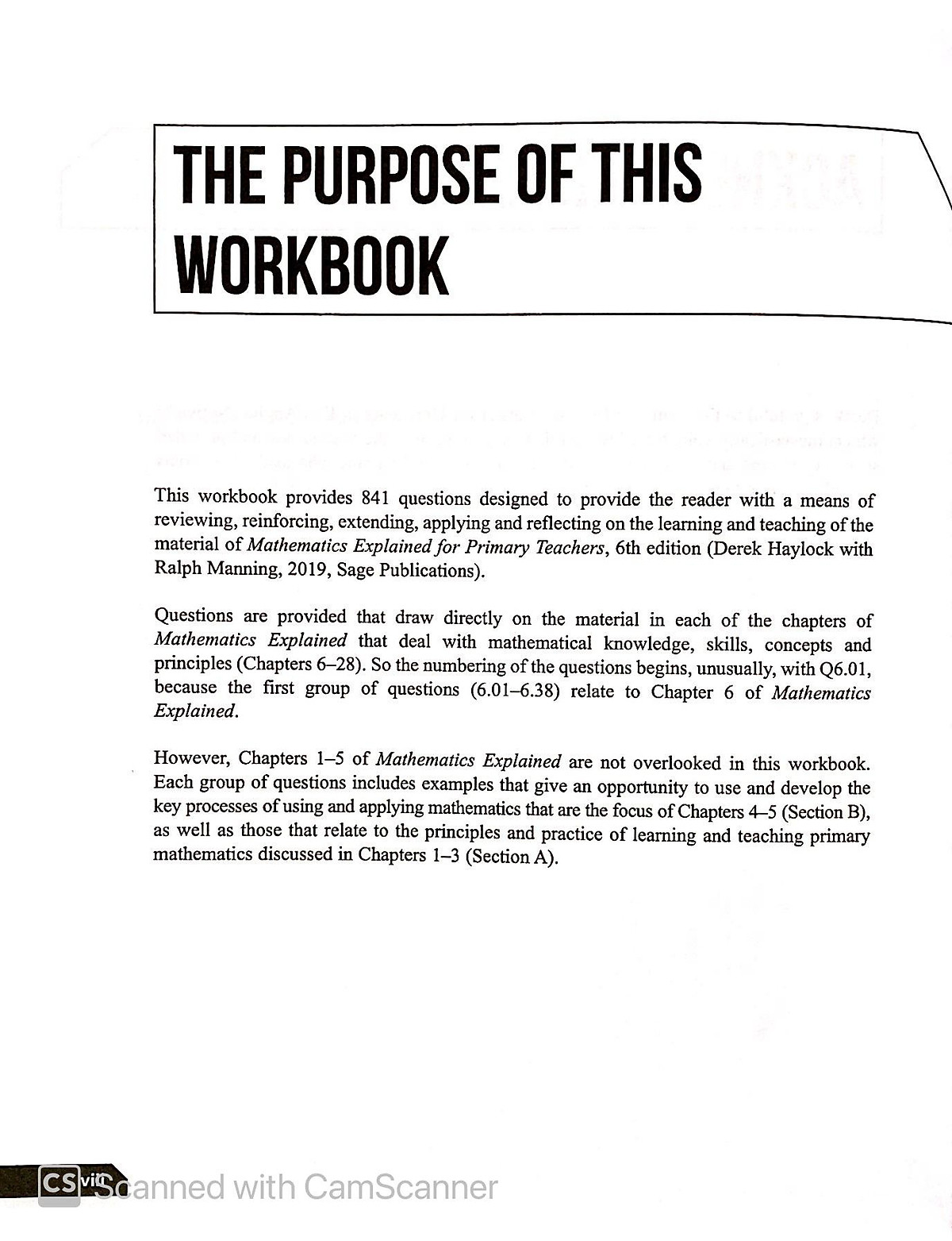 Student Workbook Mathematics Explained For Primary Teachers