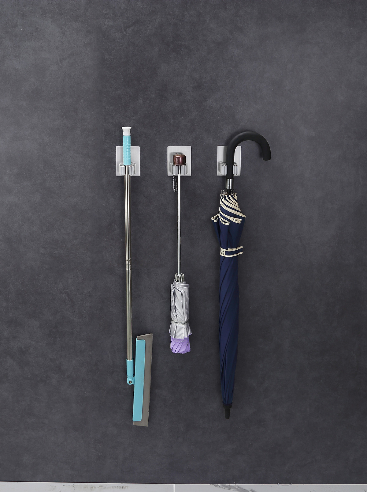Combo 2 móc treo cán chổi dán tường inox 304 Hobby home decor CV-2 có keo dán