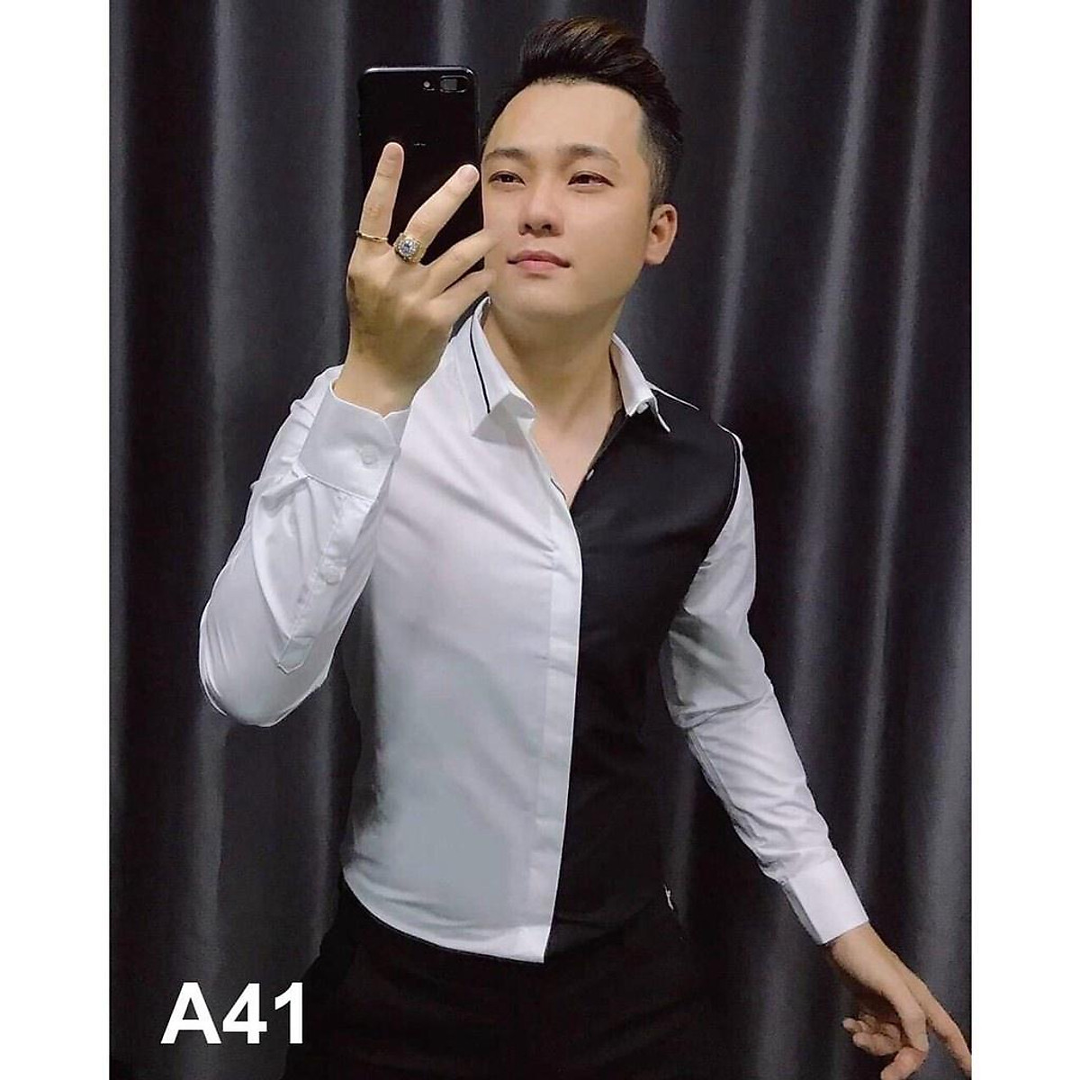 Áo sơ mi 2 màu cách điệu Hàn Quốc phong cách thời thượng #23 Áo sơ mi 2 màu cách điệu Hàn Quốc phong cách thời thượng