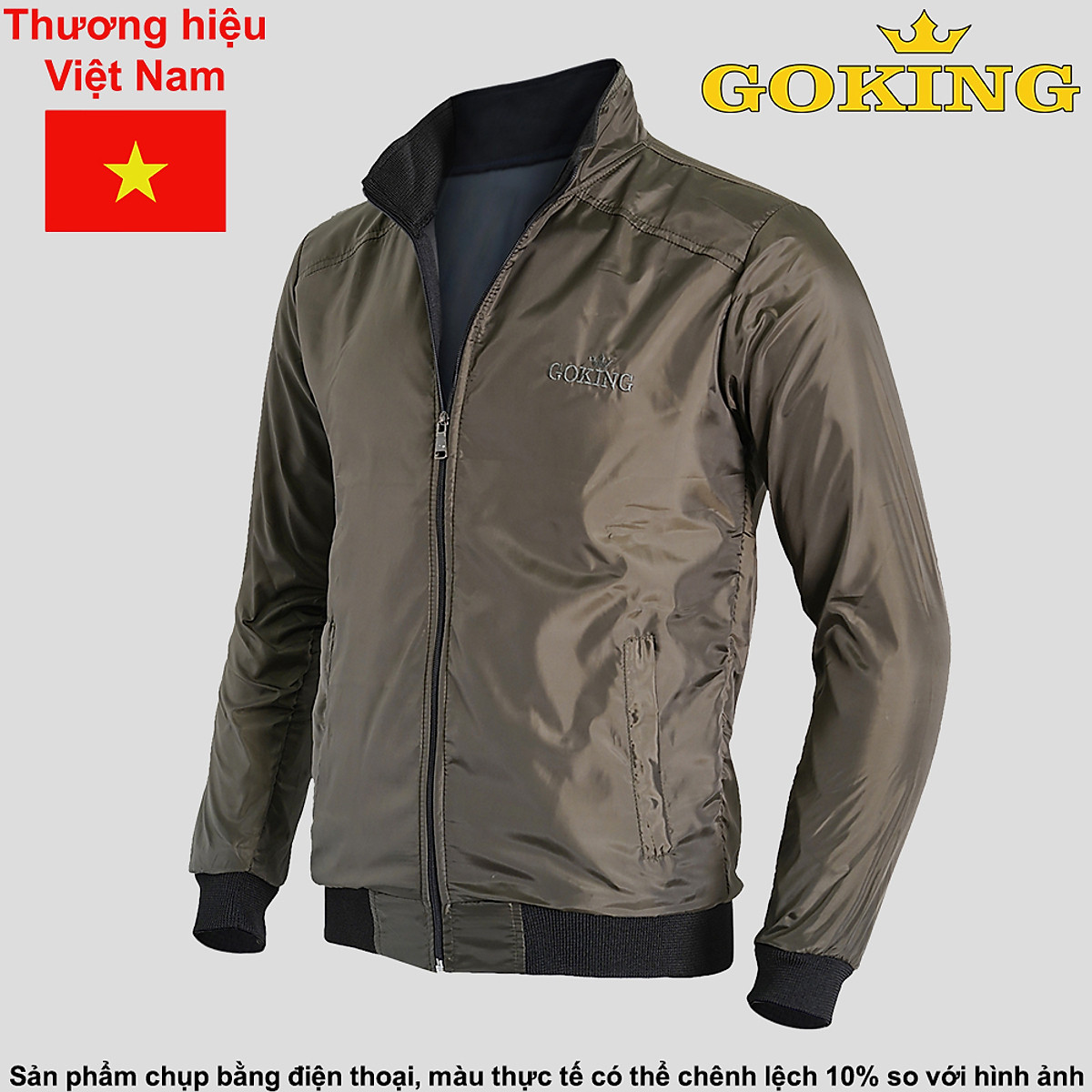 Áo khoác dù cách nhiệt GOKING cho nam nữ, áo khoác gió hàng hiệu Việt Nam cao cấp, chống gió lạnh, giữ ấm cơ thể