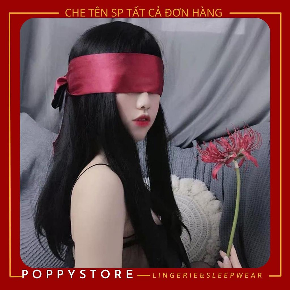 ️khăn Lụa Che Mắt️ Băng đô Bịt Mắt Sexy Chất Thun Lụa 2 mặt Đỏ-Đen/Trắng-Đen - Có Thể Kết Hợp Với Bất Kì Váy Ngủ Nào