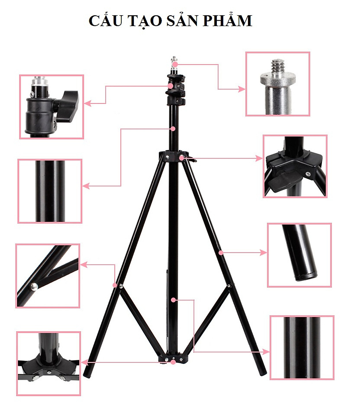 Chân đế điện thoại, máy ảnh dùng để livestream, chụp ảnh, quay tiktok, kiêm gắn đèn livestream , tặng kèm remote bluetooth - Hàng chính hãng