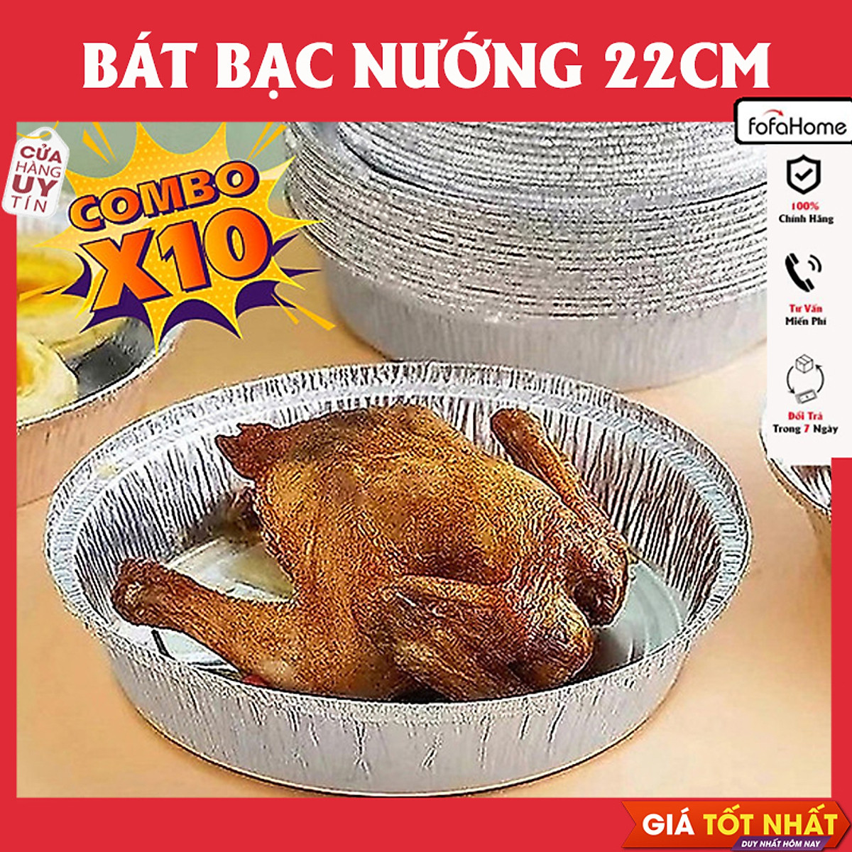 Bát Bạc Lót Nồi Chiên Không Dầu Cỡ 22cm Dày Cứng Tái Sử Dụng Nướng Nồi Chiên Không Dầu Đồ Nhà Bếp