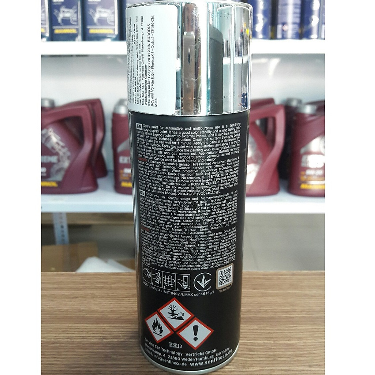 Chai xịt Sơn Acrylic Spray Paint Bright Chrome SENFINECO 4501 (400ml