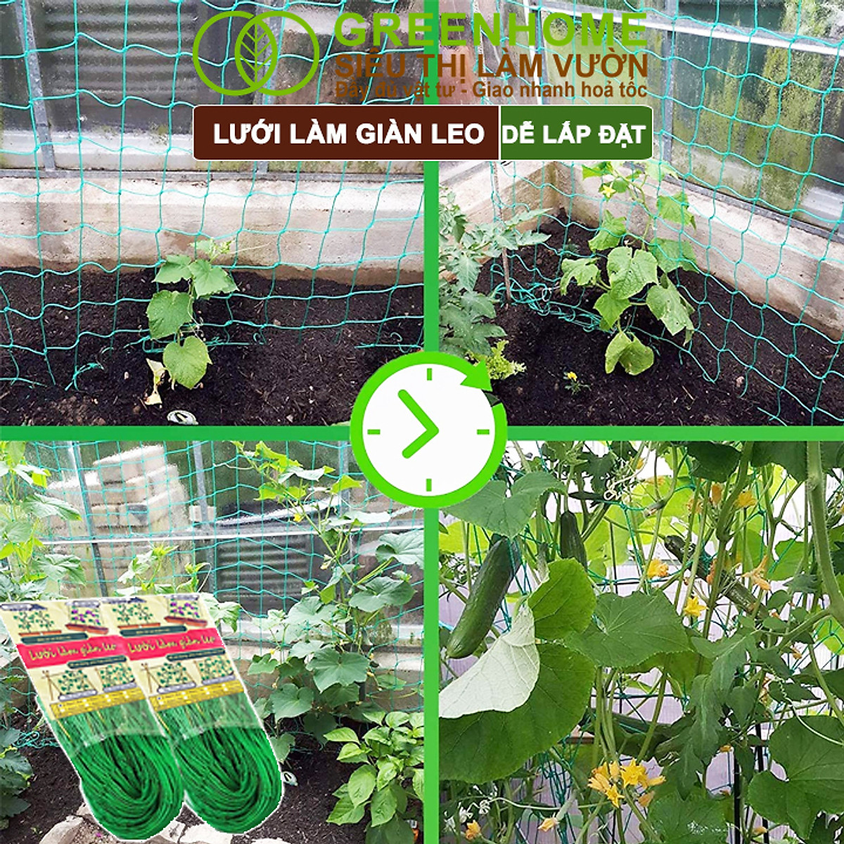 Lưới làm giàn cây leo,, Độ bền cao, Dễ lắp đặt, Không viền, Làm giàn bầu, Mướp, bầu, Bí, hoa, Nhiều kích thước |Greenhome