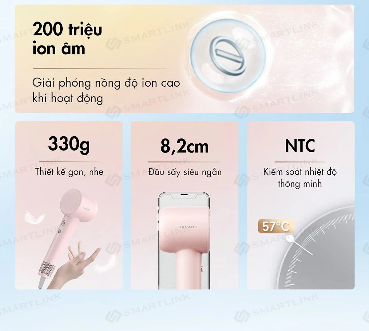 Máy sấy tóc Dreame Hair Gleam AHD12A Bản Quốc Tế Bảo Hành 24 Tháng- Hàng Chính Hãng