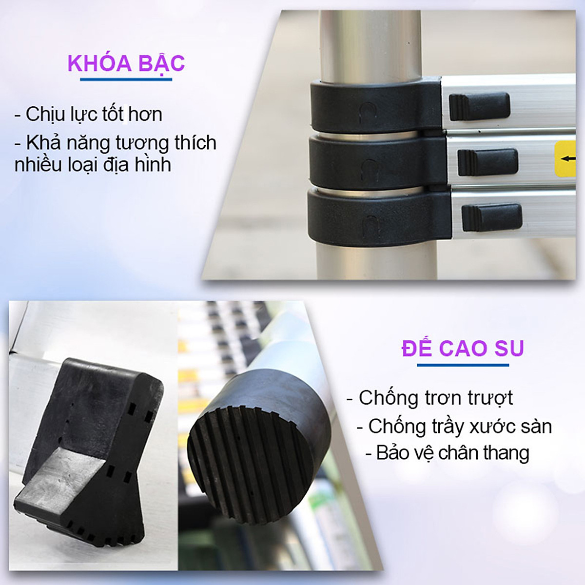 Thang nhôm rút chữ A, Hàng chính hãng NIKITA - An toàn, tiện dụng, đa năng