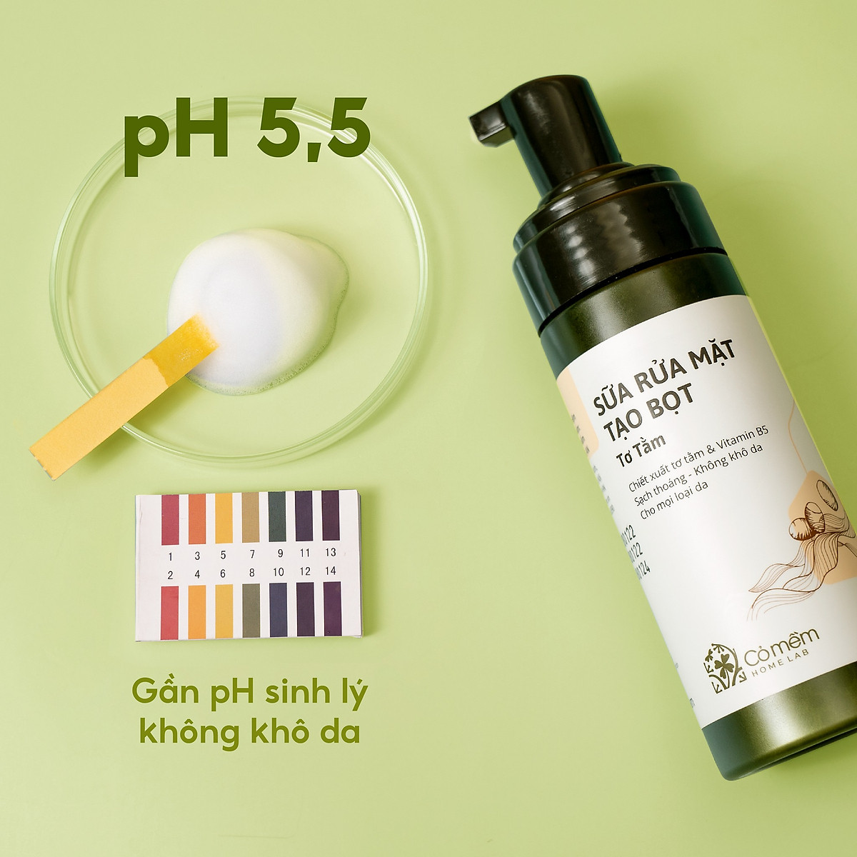Sữa Rửa Mặt Tạo Bọt Tơ Tằm Sạch Thoáng Không Khô Da Cỏ Mềm 150ml