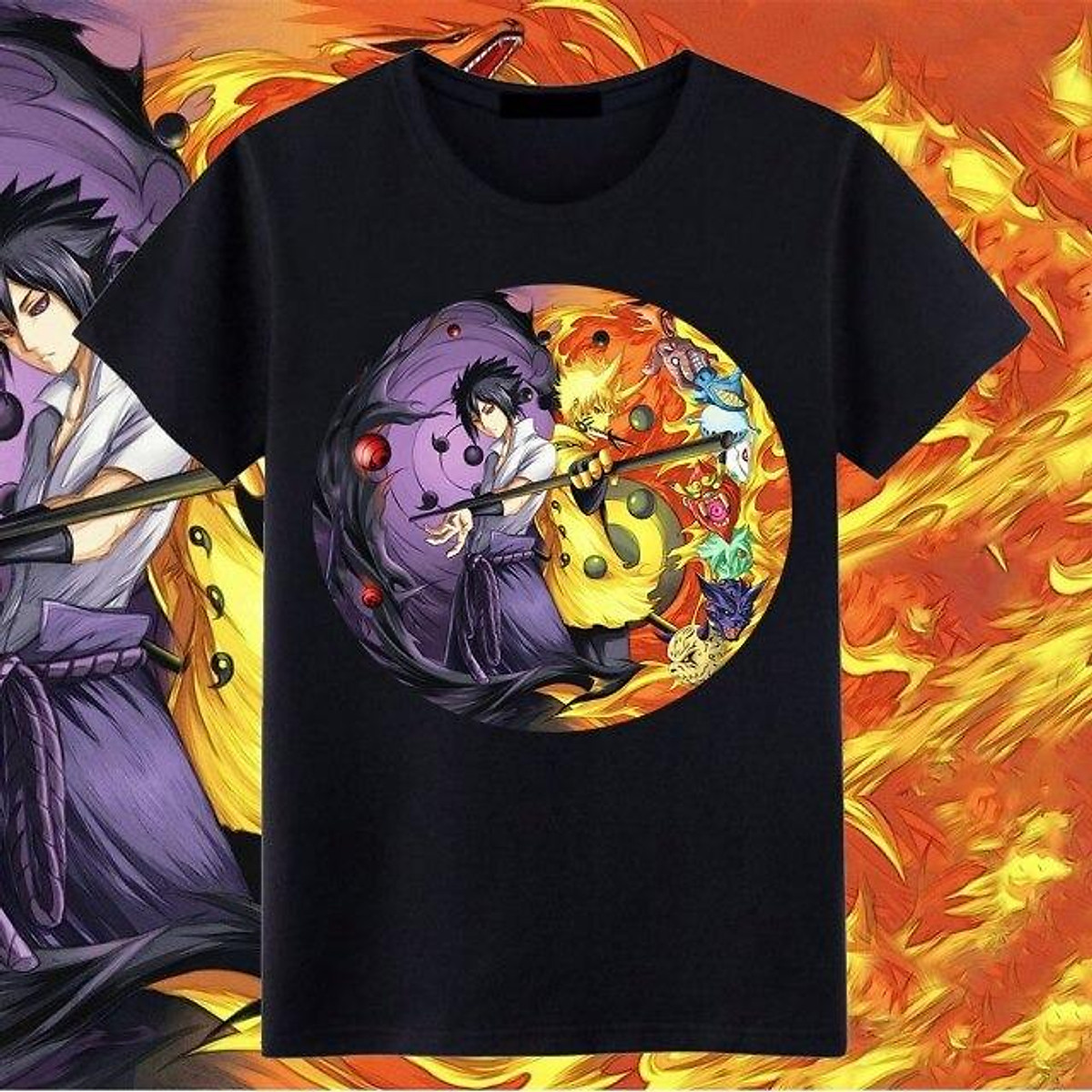 Áo thun Naruto Sasuke cực chất sẽ khiến bạn trở thành tâm điểm của mọi ánh nhìn. Mang đậm phong cách Ninja, chiếc áo này còn kết hợp hai nhân vật được yêu thích nhất trong Naruto đó chính là Naruto và Sasuke. Rất đơn giản nhưng chất lượng cao, hãy khám phá ngay!