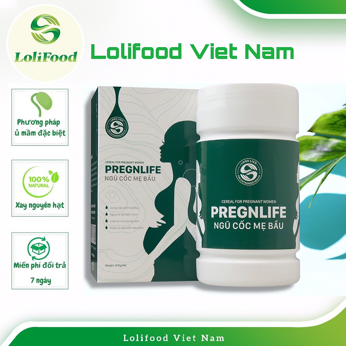 Ngũ Cốc Mẹ Bầu Long Liên (500gr) - Ngũ Cốc Cho Bà Bầu - Ngũ Cốc Dinh Dưỡng Cho Mẹ Và Thai Nhi - Bổ Sung Omega3, DHA, Canxi, Sắt - Hỗ Trợ Cho Sự Phát Triển Toàn Diện Và An Toàn Của Bé - Chứng Nhận ATVSTP
