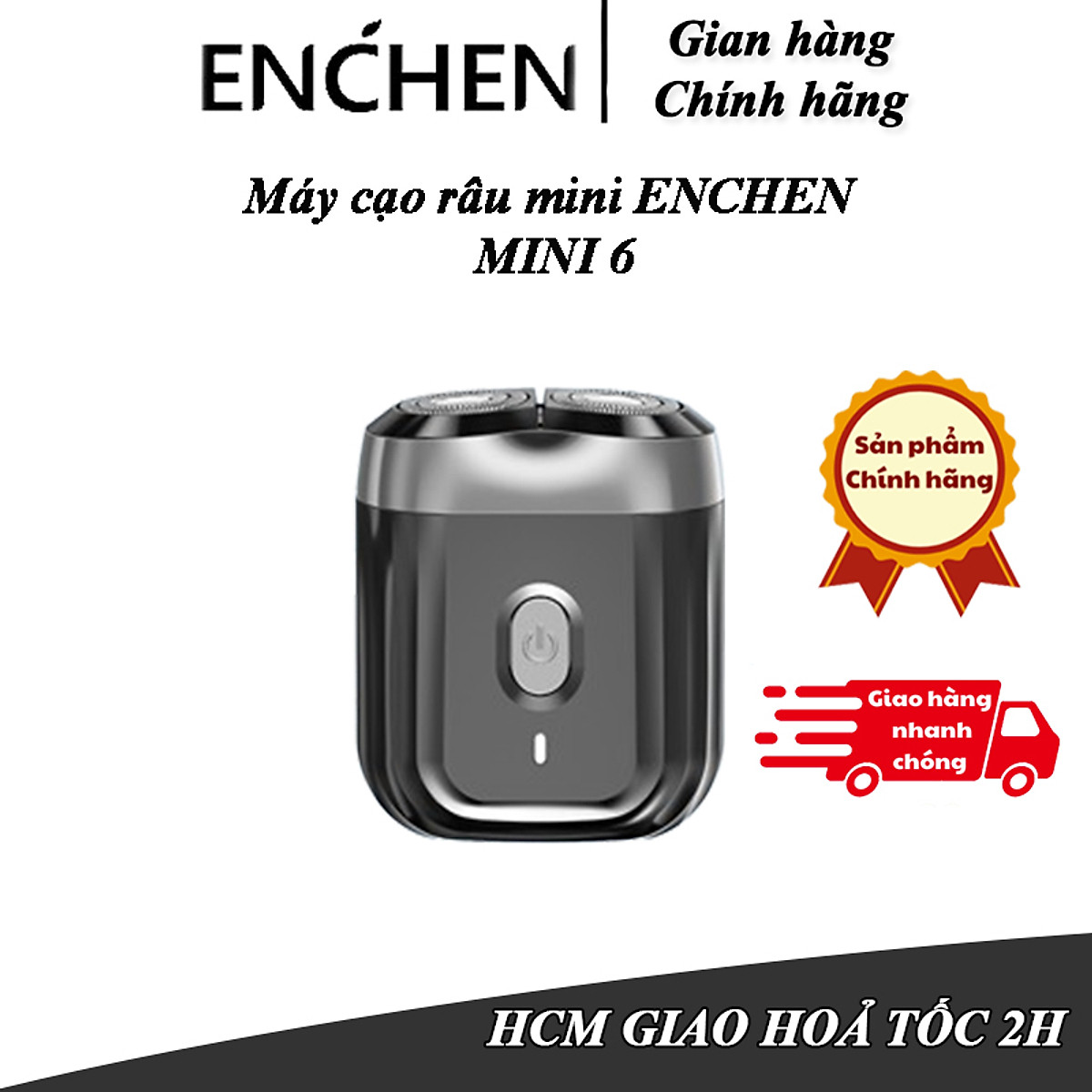 Máy cạo râu Enchen Mini 6s, Cạo râu khô & ướt nút cảm ứng, Đầu cạo nổi 28 lưỡi dao kép tự mài - Hàng nhập khẩu