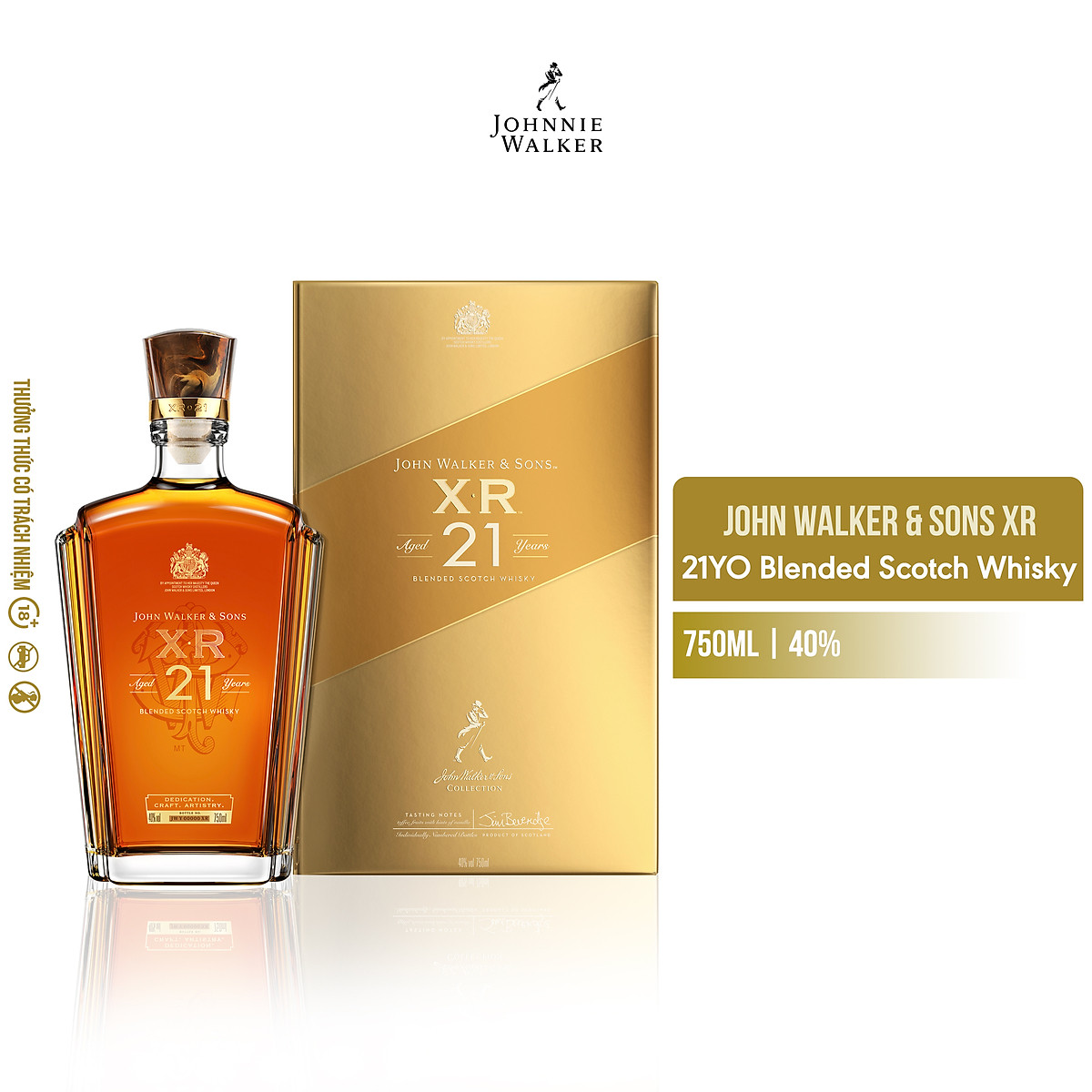 Rượu John Walker & Sons XR Aged 21YO Blended Scotch Whisky 40% 750ml [Kèm Hộp]